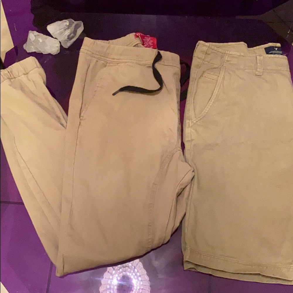 Bundle of pants in color kaki
